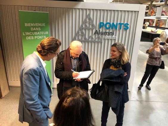 Manuel Astier (NoCoo), Jérôme Lesueur directeur de la recherche de l'ENPC et Camille Laborie (Ponts Alumni)